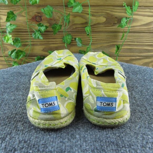 TOMS Lemon Women Flat Shoes Yellow Fabric Slip On Size 8.5 Medium - Picture 5 of 9